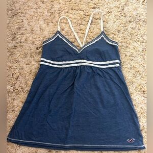 Hollister, small baby doll blue tank top